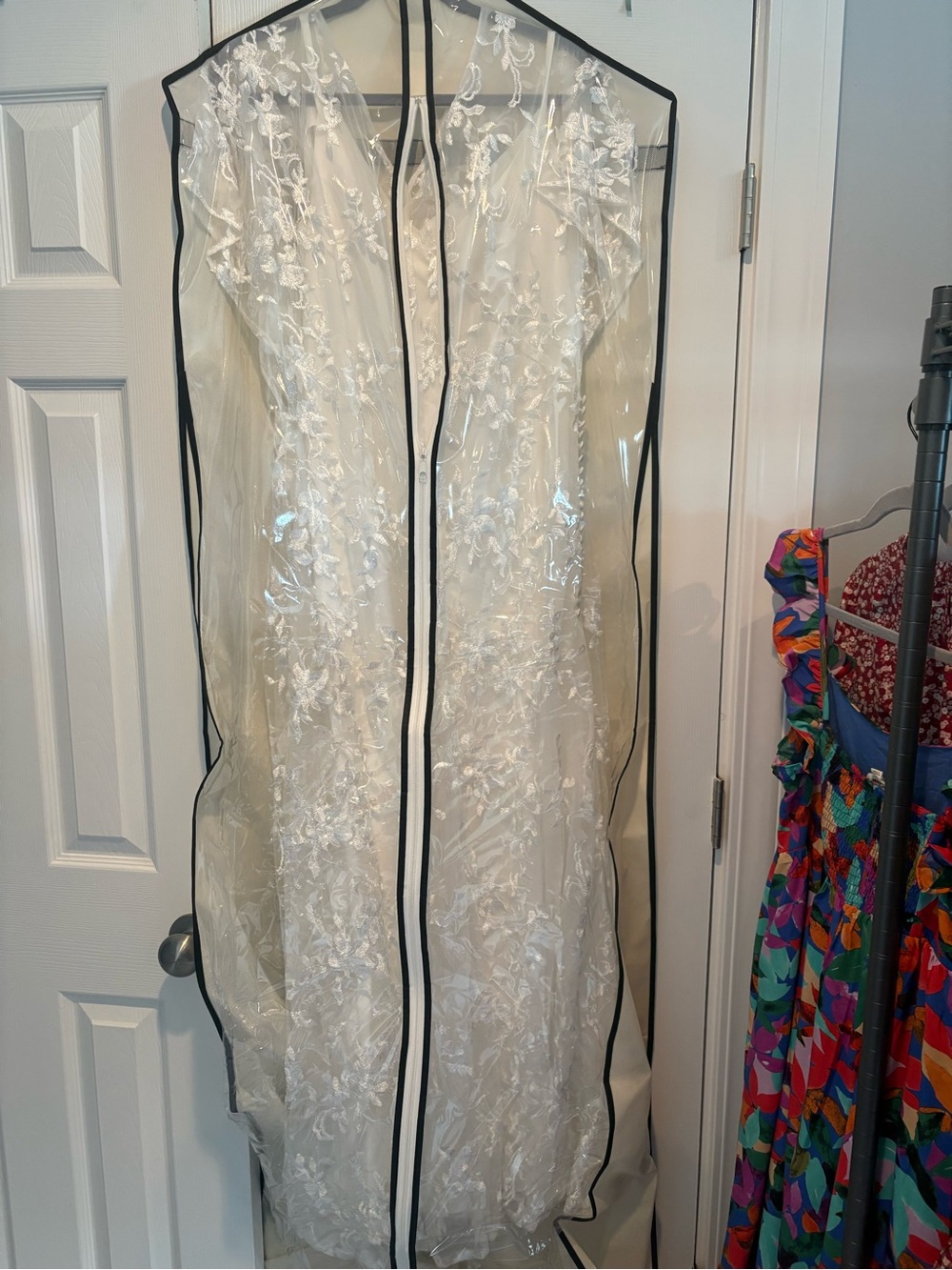 Ivory Floral Lace Bridal Gown with Sheer Overlay